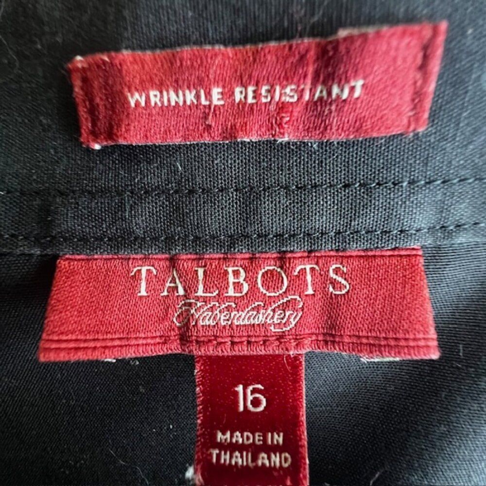Talbots Black Wrinkle Resistant Work Wear Office Top Blouse Cotton Slimming Plus - Picture 6 of 7